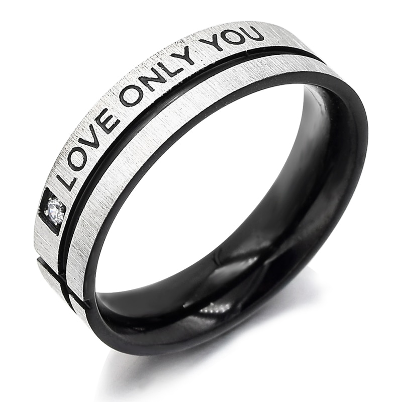 Parringar "Love Only You" i Rostfritt stål -Svart - 2