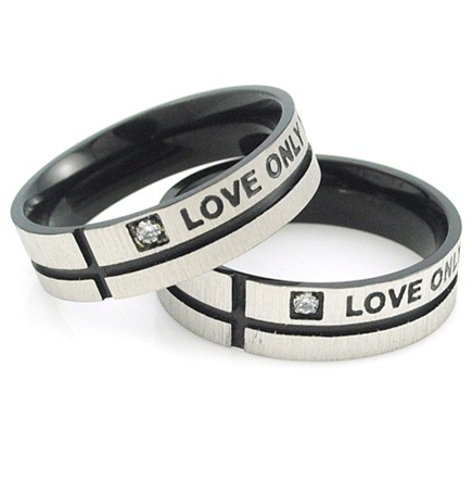 Parringar "Love Only You" i Rostfritt stål -Svart