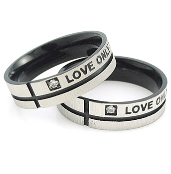 Parringar "Love Only You" i Rostfritt stål -Svart