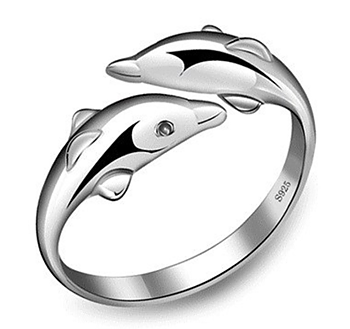 Ring "Dolphins" i 925 Sterling Silverplätering