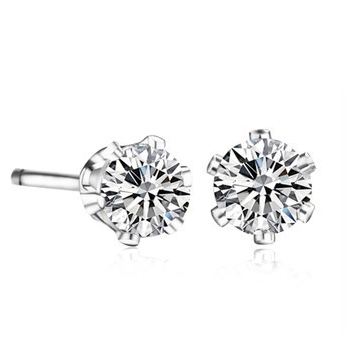 Örhängen med liten sten av 0,4 Cubic Zirconia och i rostfritt stål