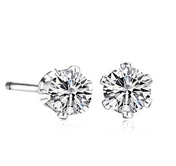 Örhängen med liten sten av 0,4 Cubic Zirconia och i rostfritt stål