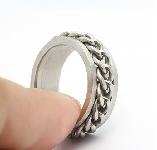 Ring "Chain" i rosfritt stål - 2