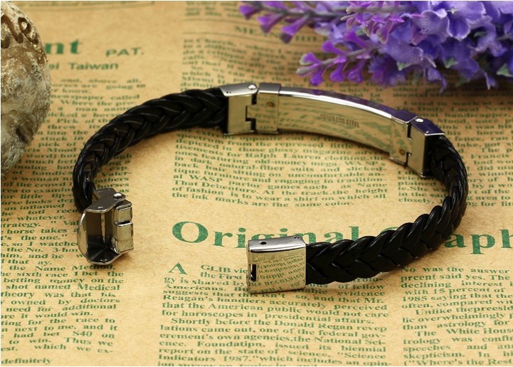 Armband "Wire" -rosguldfärgad och i rostfritt stål och PU läder - 4