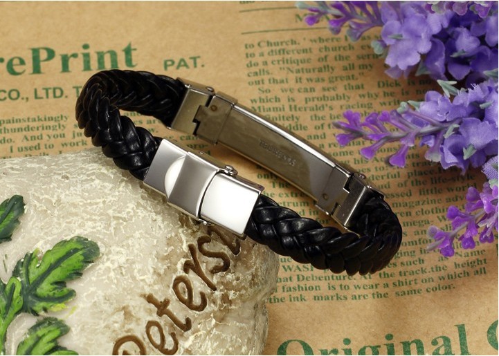 Armband "Wire" -rosguldfärgad och i rostfritt stål och PU läder - 3