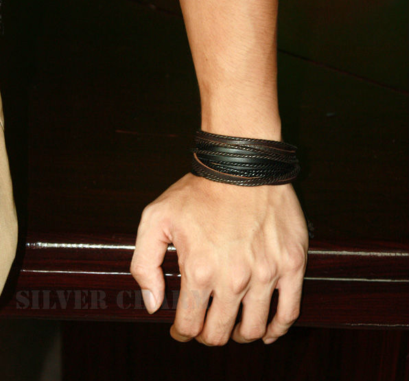 Dubbla Läderarmband i svart och brunt läder - 5