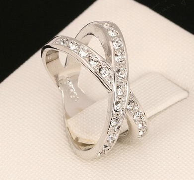 Ring med små Cubic Zirconia i Platinumplätering - 6