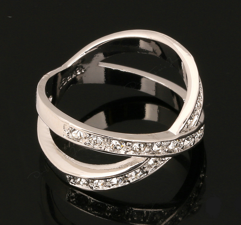 Ring med små Cubic Zirconia i Platinumplätering - 3