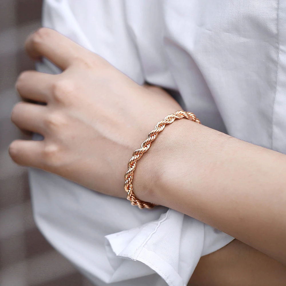 Armband "Twisted Rope" i 18K  Roséguldplätering 6mm -20 cm - 2