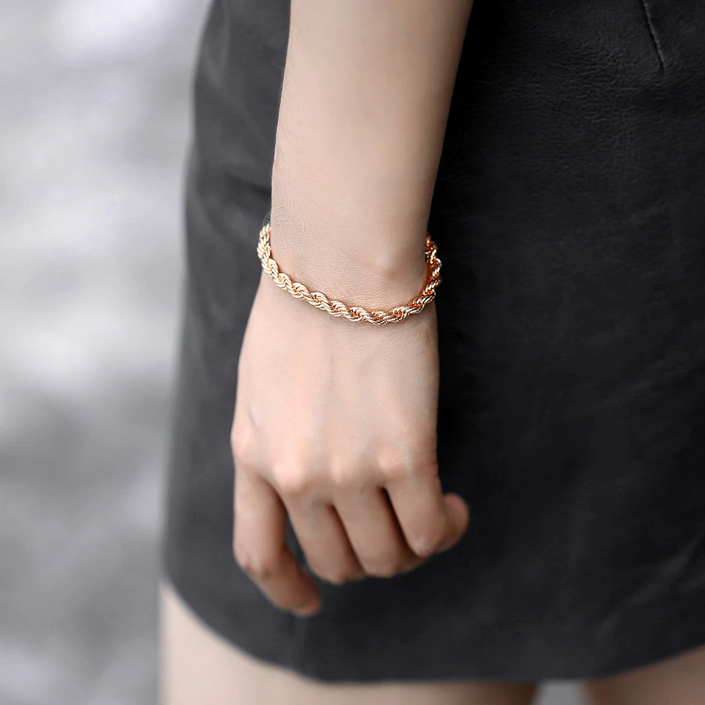 Armband "Twisted Rope" i 18K  Roséguldplätering 6mm -20 cm - 3