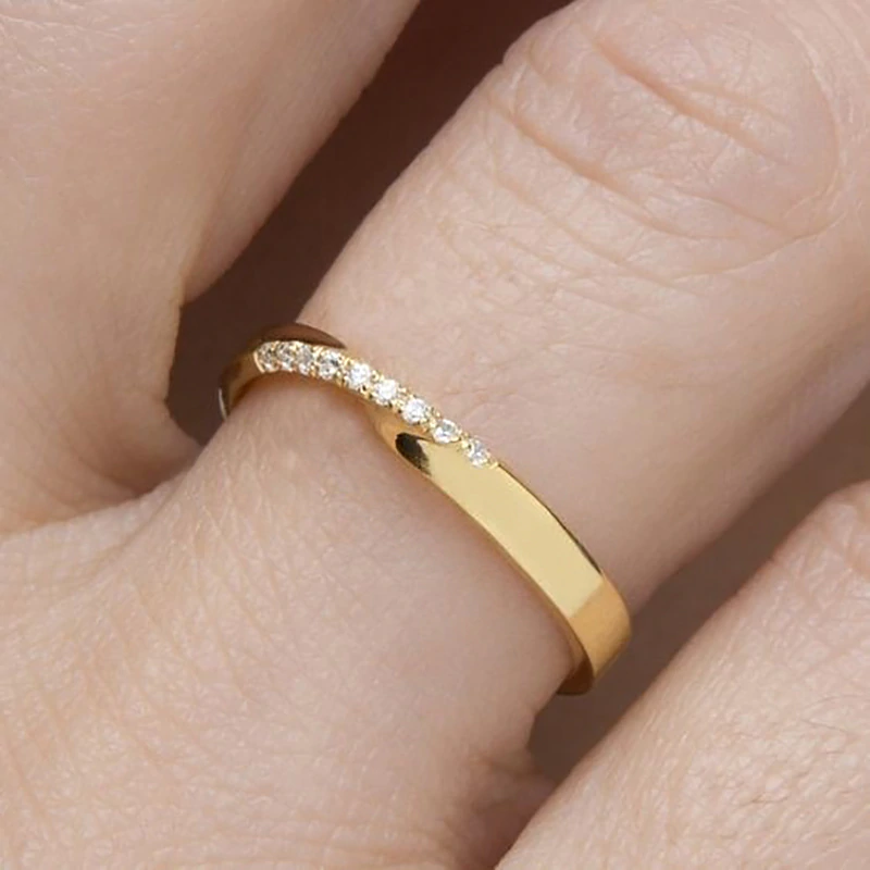 Ring med Cubic Zirconia och  i 18K Guldplätering  - 2
