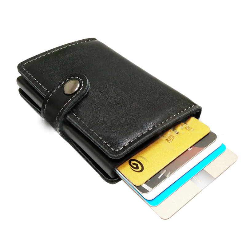 Korthållare med smart automatisk funktion i läder -med rfid blockering! - 2