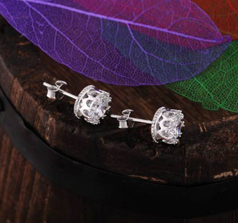 Örhängen "Krona" med Swiss Crystal och Silverplätering - 5