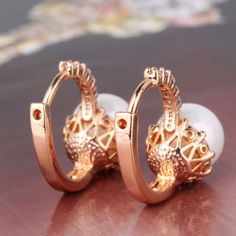 Örhängen "Pearl" med Cubic Zirconia och Vit pärla i 18 K Guldplätering - 4