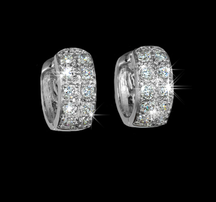 Örhängen "Round Loop" med 10 små Cubic Zircona och Silverplätering - 2