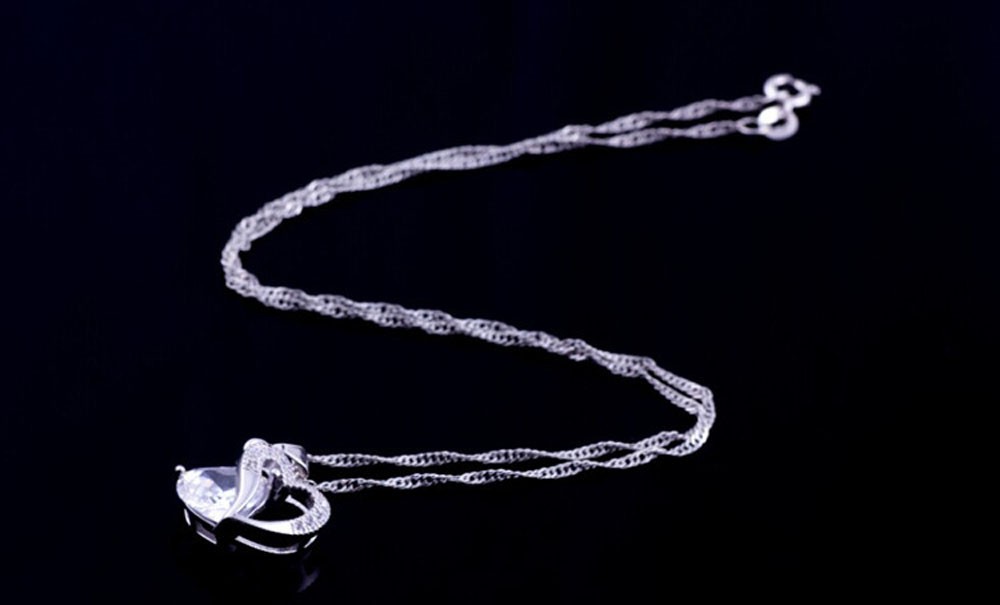Halsband "Twin Hearts" med Cubic Zirconia och i  925 Sterling Silverplätering -Lila - 2
