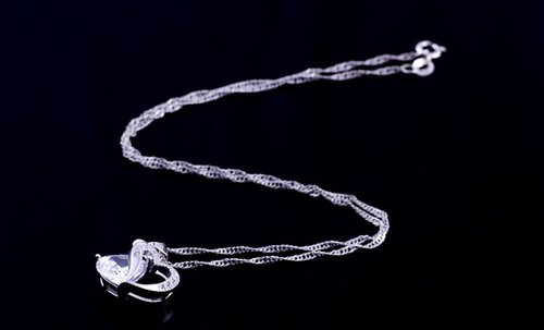 Smyckeset  "Twin Hearts" med Cubic Zirconia och i 925 Sterling Silverplätering -Rosa - 2