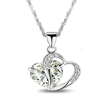 Halsband "Twin Hearts" med Cubic Zirconia och i  925 Sterling Silverplätering -Vit