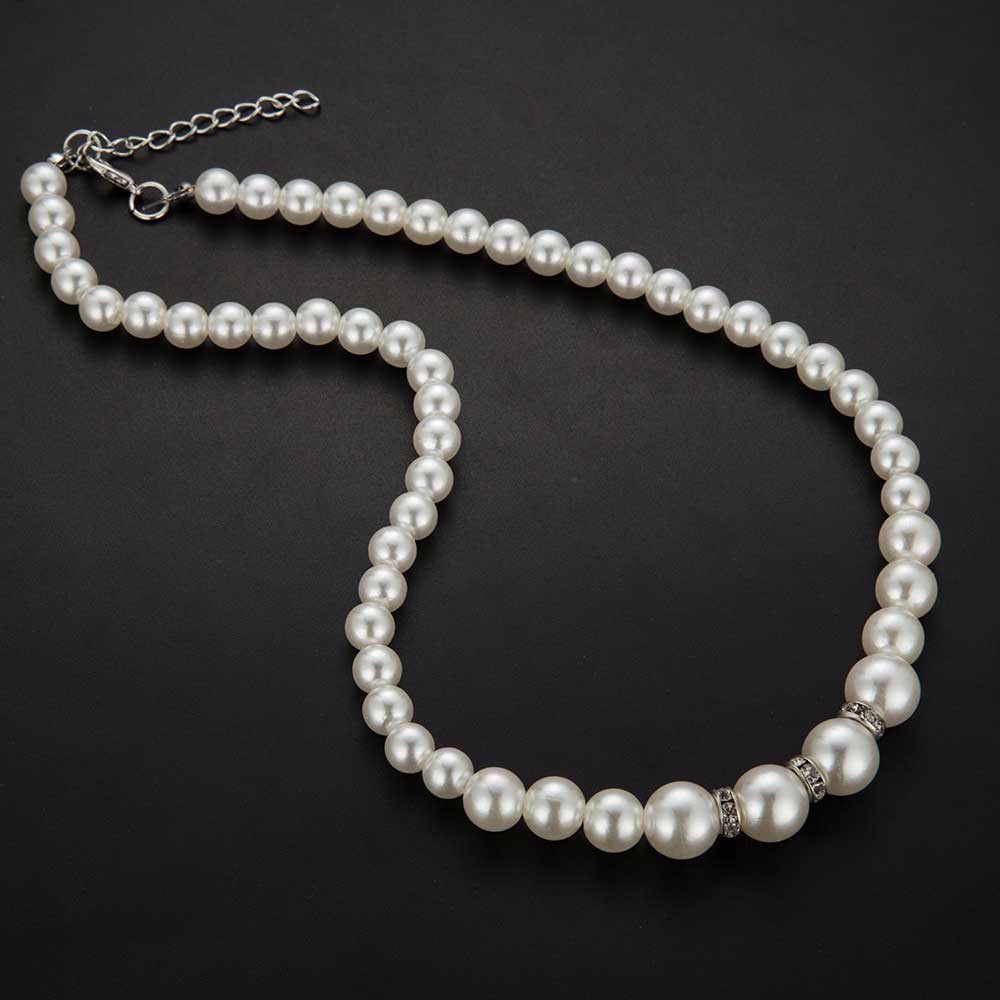 Smyckeset med Vita Pärlor och i  925 Sterling Silverplätering  - 4