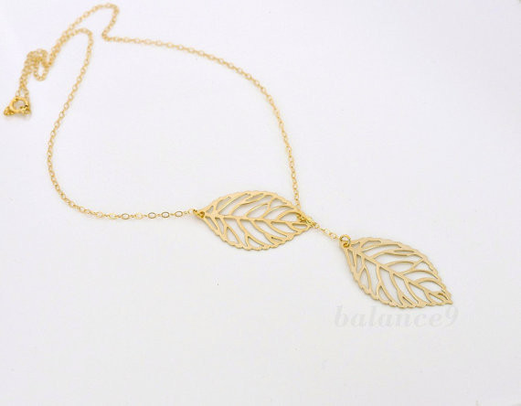 Halsband "Leaf" -Guldfärgad - 3