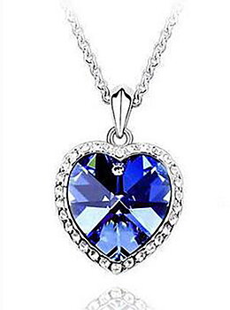 Halsband "Heart of the Ocean" med Cubic Zirconia och i  925 Sterling Silverplätering