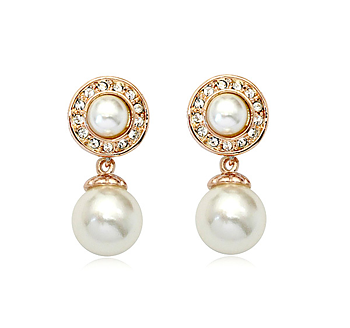 Örhängen "White Pearl" med Austrian Crystal och i 18 K Guldplätering