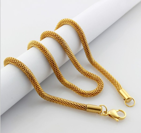 Halskedja i rostfritt stål med 18 K Guldplätering 2,4 mm -längd 55 cm - 2