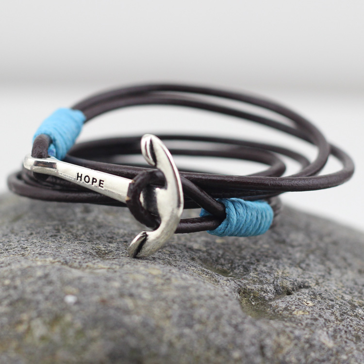 Läderarmband "Anchor" -Blå - 2