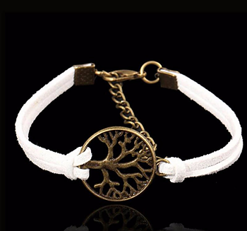 Läderarmband "Tree of Life" -Vit