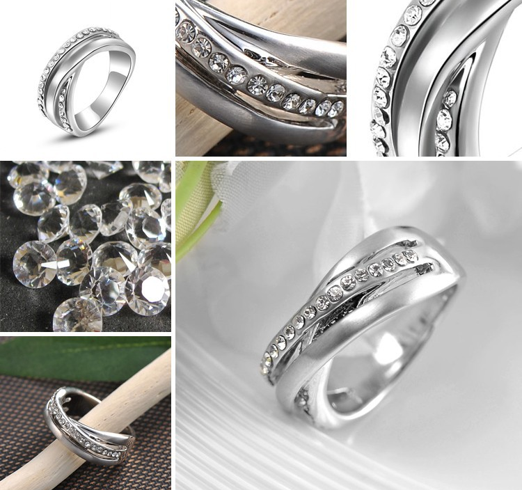 Ring med många små stenar i Austrian Crystals och platinumplätering - 2