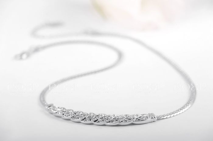 Halsband med många små stenar i Cubic Zirconia och Platinumplätering - 4