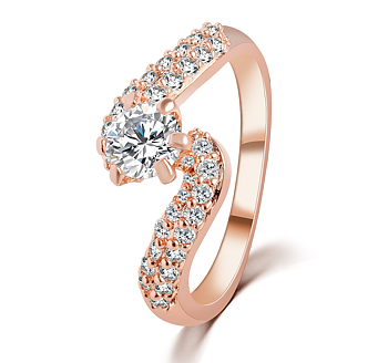 Ring med Cubic Zirconia och i 18K Roséguldplätering