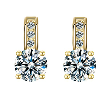 Örhängen med en stor och tre mindre stenar av Cubic Zirconia och i 18K Guldplätering