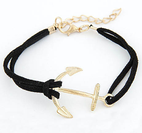 Armband "Golden Anchor" -Svart