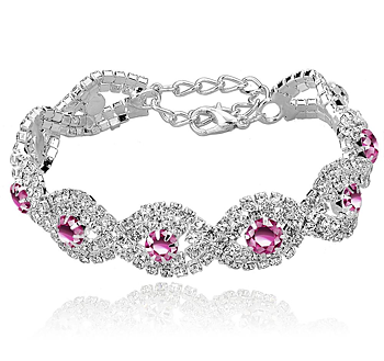 Armband med Cubic Zirconia och Austrian Crystals samt i 925 Sterling Silverplätering -Rosa stenar