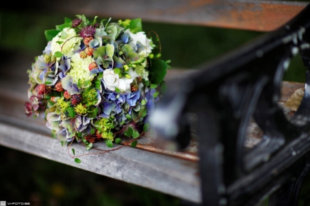 Blommor på bänk