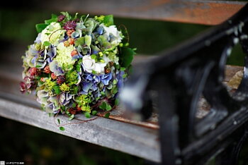 Blommor på bänk