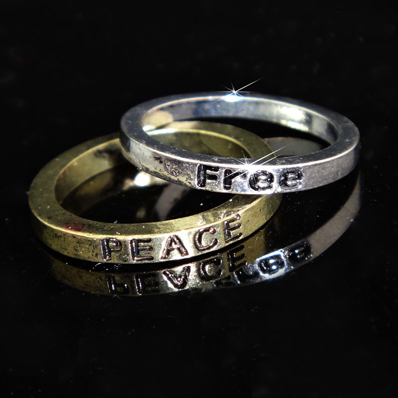 Ringar "Words" i Antique Bronplätering, Antique Kopparplätering eller Antique Silverplätering - 2