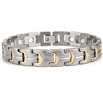 Magnetarmband i rostfritt stål och med 18 K guldplätering