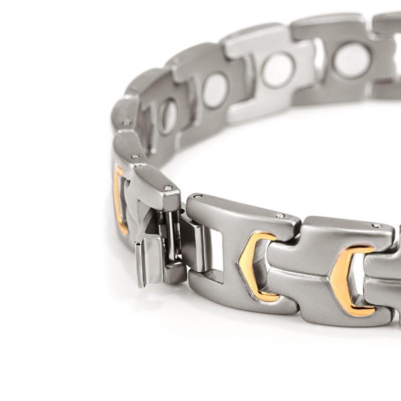 Magnetarmband i rostfritt stål och med 18 K guldplätering - 4