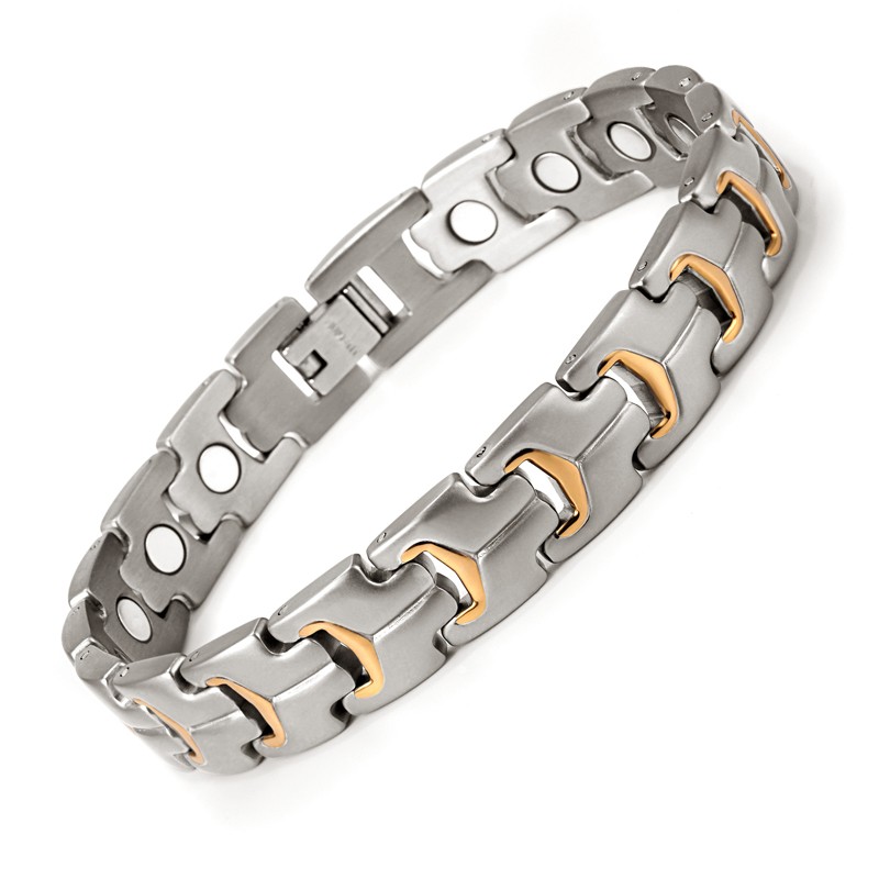 Magnetarmband i rostfritt stål och med 18 K guldplätering - 2