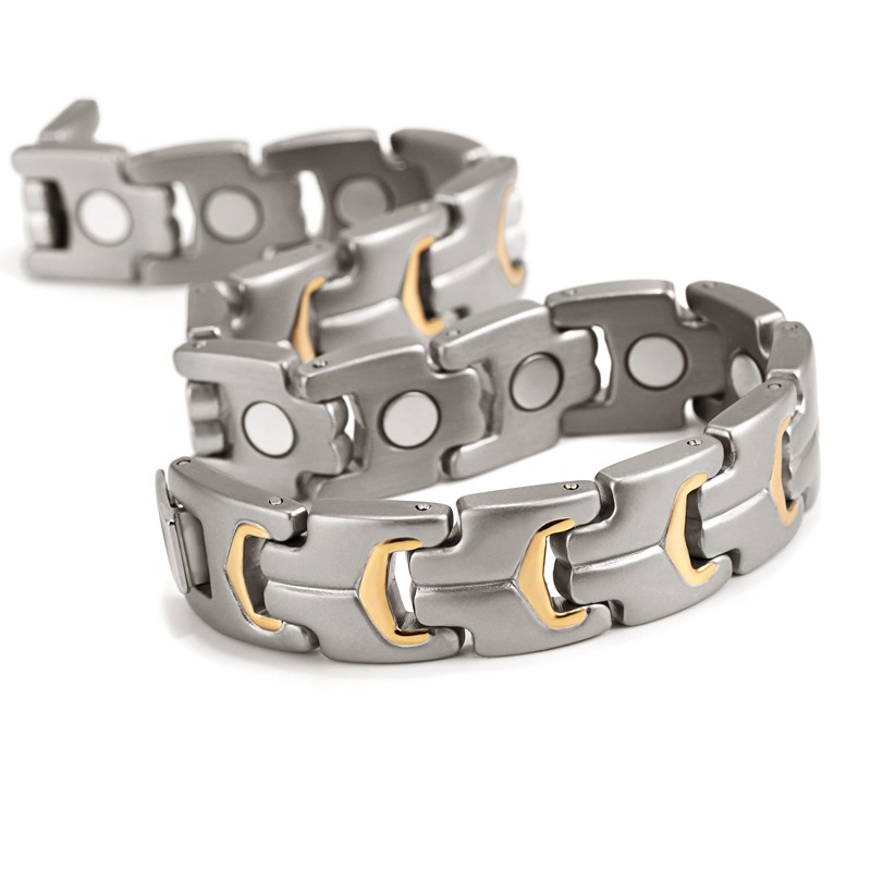 Magnetarmband i rostfritt stål och med 18 K guldplätering - 8