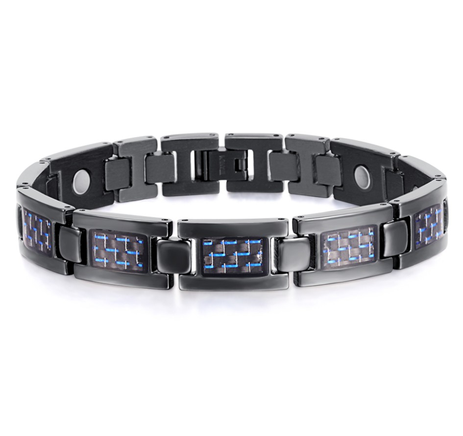 Magnetarmband i Titanium och med blå kolfibrer - 2