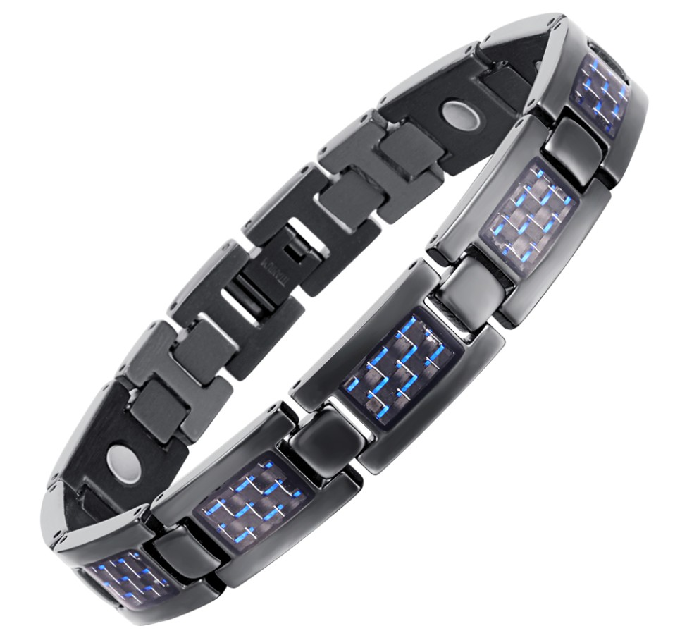 Magnetarmband i Titanium och med blå kolfibrer