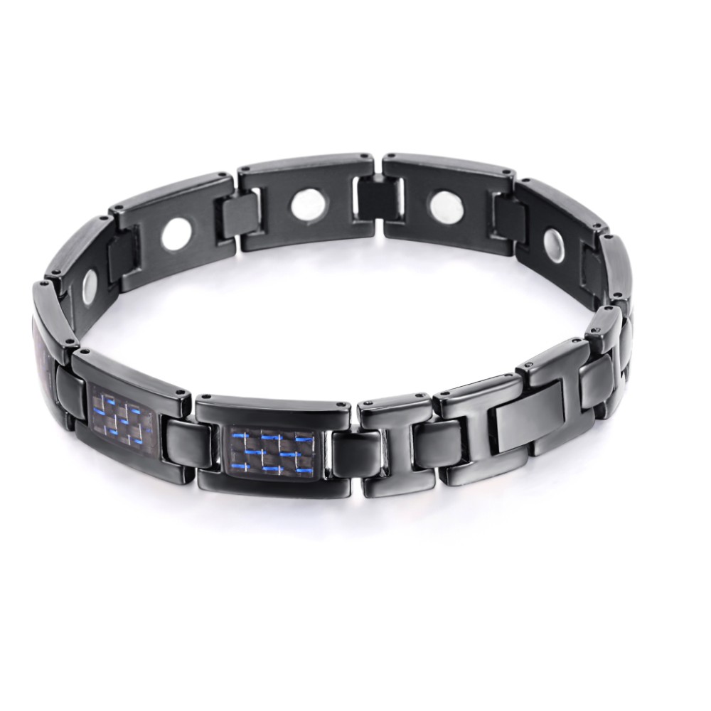 Magnetarmband i Titanium och med blå kolfibrer - 3