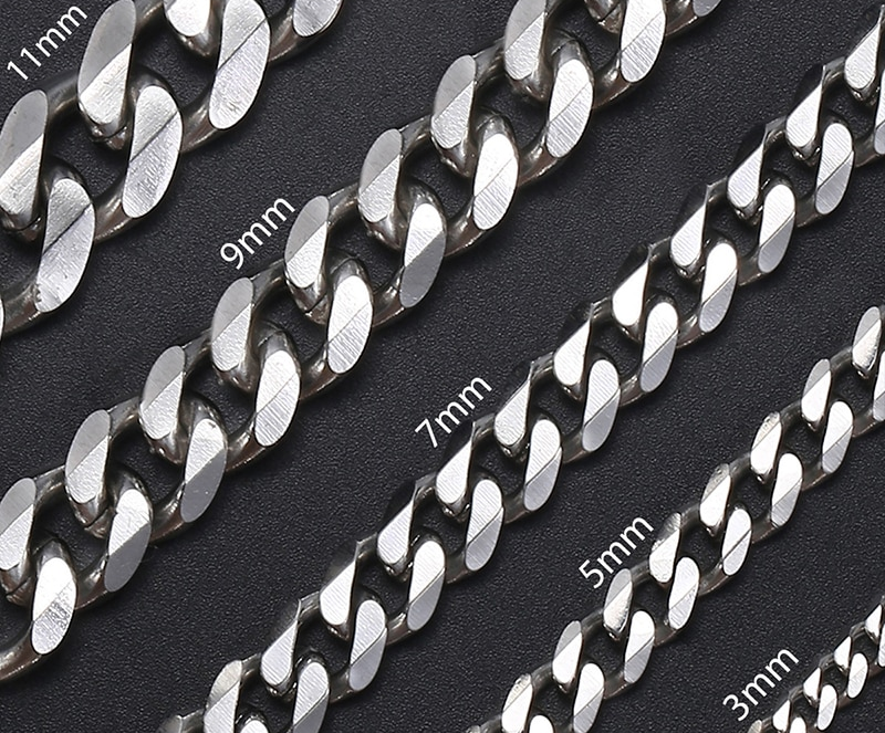 Pansarlänk -Armband i rostfritt stål -Silver 7mm - 3