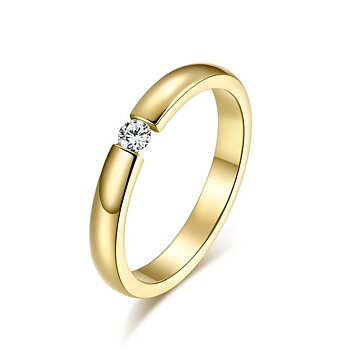 Ring i rostfritt stål med Cubic Zirconia och i 18K Guldplätering