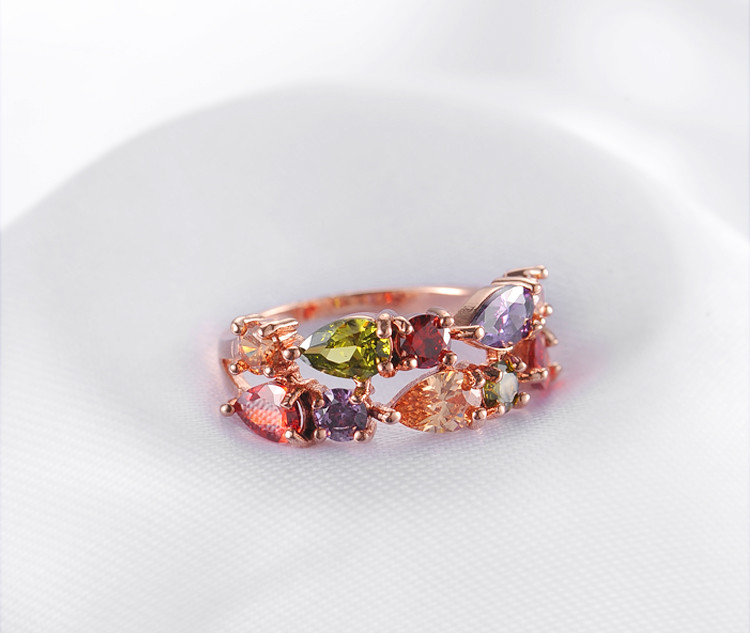 Ring med olikfärgade Cubic Zirconia i 18K Roséguldplätering - 5