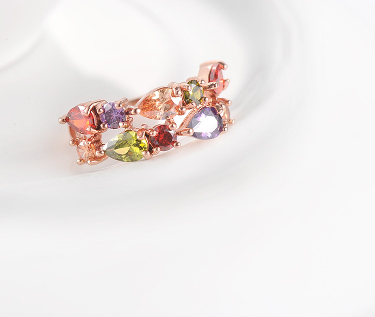 Ring med olikfärgade Cubic Zirconia i 18K Roséguldplätering - 3