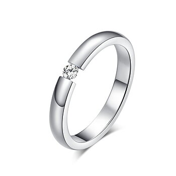 Ring i rostfritt stål med Cubic Zirconia med 925 Sterling Silverplätering